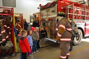 Photograph of a trip to the fire department